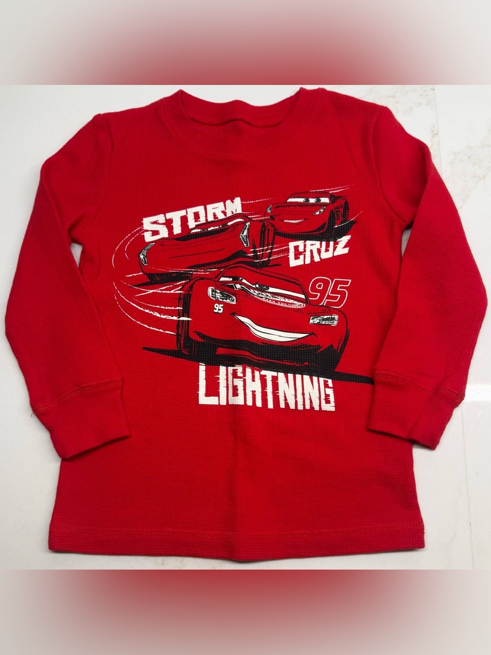 Disney Jumping Beans Pixar Cars Lightning McQueen Thermal Shirt | 3T | Like New